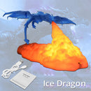 Lámpara LED 3D de fuego de dragón, luz recargable USB