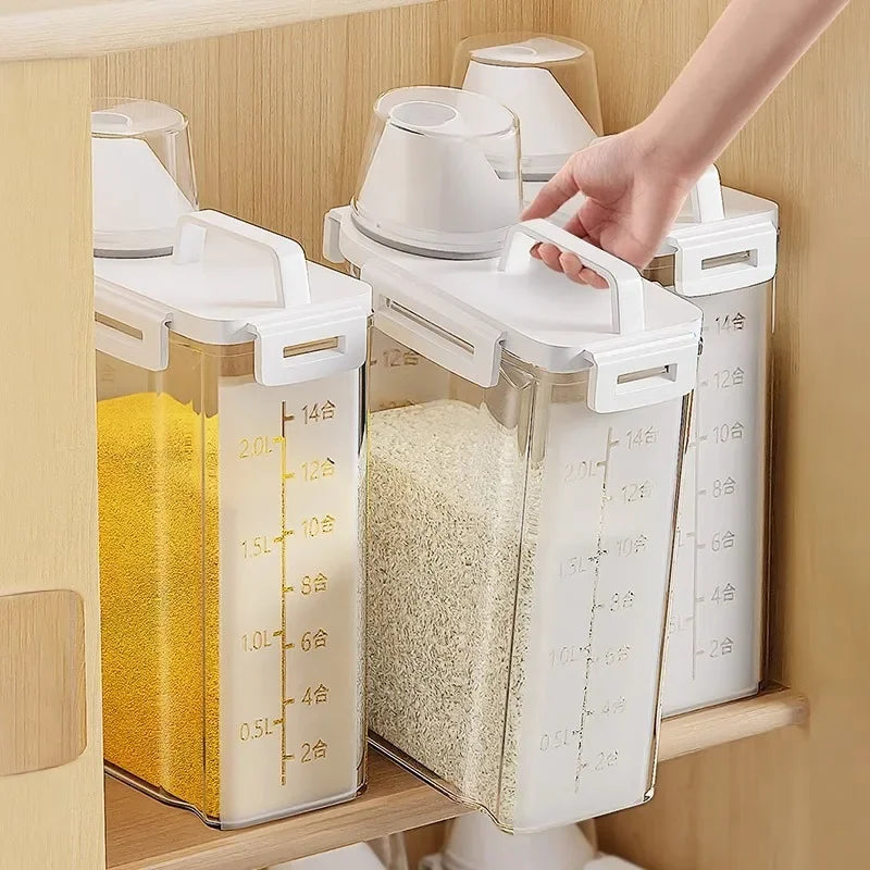 Grain Storage Container with Lid and Measuring Cup